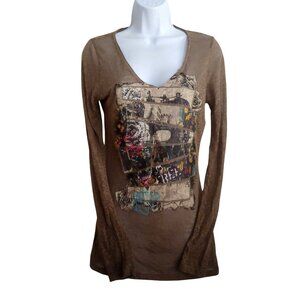 In Vein Affliction Burnout Graffiti Blingy Grunge Punk Y2k Shirt M